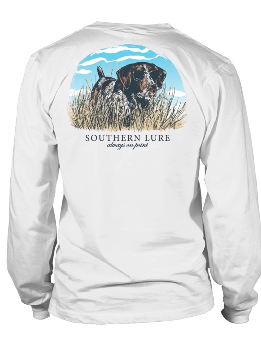 Southern Lure Long Sleeve Cotton‎ Tee Shirt - Always on Point - White Medium